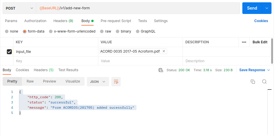 Documnet Reader Add New Form Endpoint