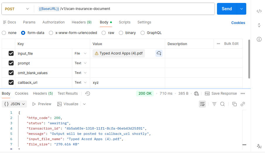 Scan Insurance Document API